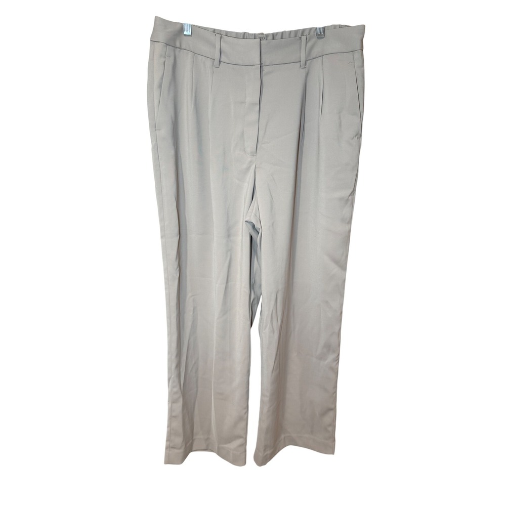 Quince NWT Crepe Pleated Wide Leg Pants Morel Gray Size 16 - Picture 2 of 10